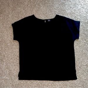 Bobeau Simple Oversized Black Side Slit Blouse Sz M